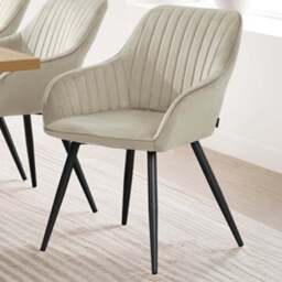 tectake Marilyn Cream and Black Quilted Velvet Continuous Backrest Chair - Size: Single - Wilko