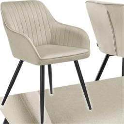tectake Marilyn Cream and Black Quilted Velvet Continuous Backrest Chair - Size: Single - Wilko - thumbnail 3