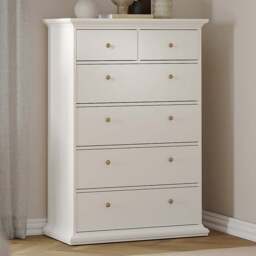 Florence Paris 6 Drawer White Chest of Drawers - Wilko - thumbnail 1