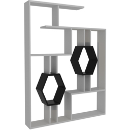 Decorotika Tamara White and Black Geometric Unique Bookshelf - Size: 134 x 134 x 22cm - Multi - Wilko - thumbnail 3