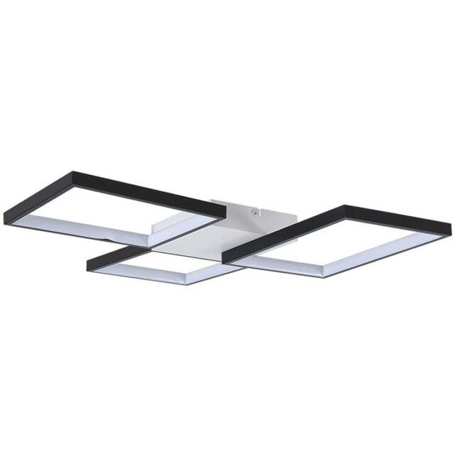 Living and Home Black 3 Square LED Ceiling Light with Remote - Size: 6 x 55 x 55cm - Black + White - Wilko - image 1