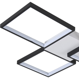 Living and Home Black 3 Square LED Ceiling Light with Remote - Size: 6 x 55 x 55cm - Black + White - Wilko - thumbnail 7