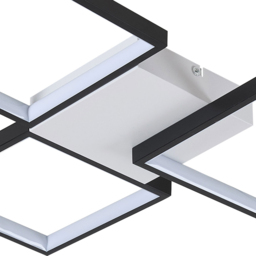Living and Home Black 3 Square LED Ceiling Light with Remote - Size: 6 x 55 x 55cm - Black + White - Wilko - thumbnail 4