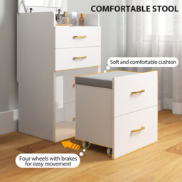 HOMCOM 4 Drawer 3 in 1 Mirror Dressing Table with Cushioned Stool - Size: 16.5 x 56 x 103cm - White - Wilko - thumbnail 6