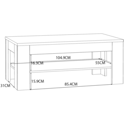 Florence Grafton Single Shelf Oak Coffee Table - Size: 45.5 x 110 x 60cm - Brown - Furniture To Go - Wilko - thumbnail 7