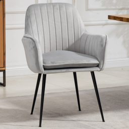 Artemis Home Carrara Set of 2 Silver Velvet Dining Chair - Grey - Wilko