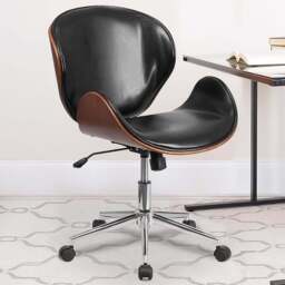 FWStyle Black and Walnut Faux Leather Armless Office Chair - Size: 97.79 x 66.04 x 65.41cm - Wilko - thumbnail 1