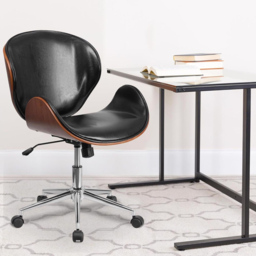 FWStyle Black and Walnut Faux Leather Armless Office Chair - Size: 97.79 x 66.04 x 65.41cm - Wilko - thumbnail 4
