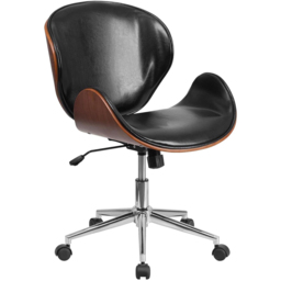 FWStyle Black and Walnut Faux Leather Armless Office Chair - Size: 97.79 x 66.04 x 65.41cm - Wilko - thumbnail 3