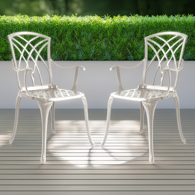 Centurion Oshowa Set of 2 White Garden Bistro Chairs with Armrests - Size: 89 x 49.5 x 47cm - Wilko - image 1