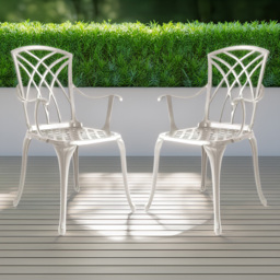 Centurion Oshowa Set of 2 White Garden Bistro Chairs with Armrests - Size: 89 x 49.5 x 47cm - Wilko - thumbnail 1