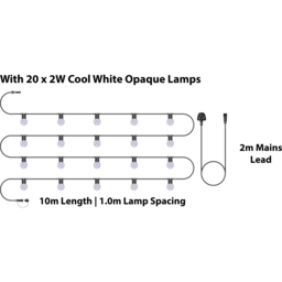 Eagle Connect Festoon 20 Cool White Opaque Lamps LED String Light 10m - Size: 51 x 40 x 9cm - BLACK - Wilko - thumbnail 5
