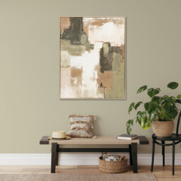 Abstract Hand Painted Linen Canvas Green - Wilko - thumbnail 2
