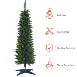 Everglow Green Artificial Christmas Pine Tree with Plastic Stand 4.9ft - Size: 5ft - Wilko - thumbnail 6