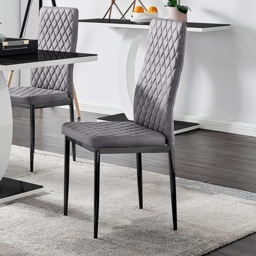 Furniturebox Lucia Valera 4 Seater Dining Set Black Gloss and Grey - Wilko - thumbnail 4