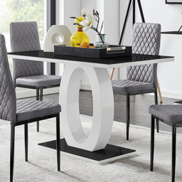 Furniturebox Lucia Valera 4 Seater Dining Set Black Gloss and Grey - Wilko - thumbnail 3