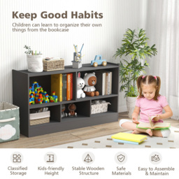 Costway 5 Cube Kids Grey Wooden Bookcase - Size: 5 Shelf - Wilko - thumbnail 7