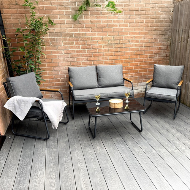 Outdoor Living Kendal Modern 4 Seater Rattan Garden Set - Grey - Wilko - image 1