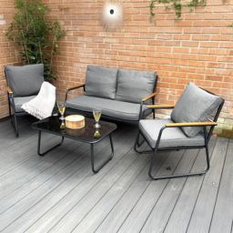 Outdoor Living Kendal Modern 4 Seater Rattan Garden Set - Grey - Wilko - thumbnail 7