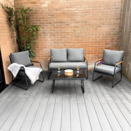 Outdoor Living Kendal Modern 4 Seater Rattan Garden Set - Grey - Wilko - thumbnail 4