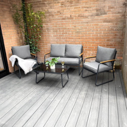 Outdoor Living Kendal Modern 4 Seater Rattan Garden Set - Grey - Wilko - thumbnail 6