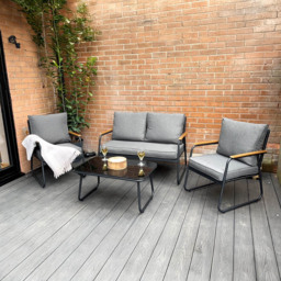 Outdoor Living Kendal Modern 4 Seater Rattan Garden Set - Grey - Wilko - thumbnail 5