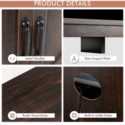 Costway Sliding Door Farmhouse Dark Brown TV Unit - Size: 150 x 40 x 74cm - Wilko - thumbnail 6