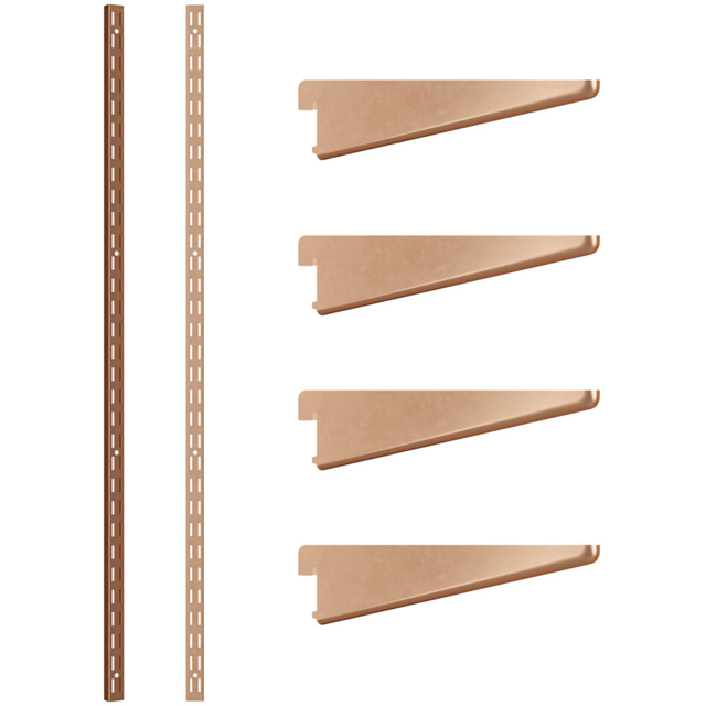 Rothley Polished Copper Twin Slot Shelving Kit 4.5 inch Brackets and 48 inch Uprights - Size: 135 x 7 x 11cm - Gold - Wilko - image 1