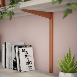 Rothley Polished Copper Twin Slot Shelving Kit 4.5 inch Brackets and 48 inch Uprights - Size: 135 x 7 x 11cm - Gold - Wilko - thumbnail 3