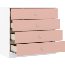 Seconique Denver 4 Drawer White and Pink Gloss Storage Chest - White/Pink Gloss - Wilko - thumbnail 5