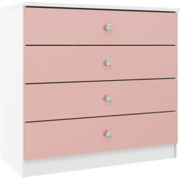 Seconique Denver 4 Drawer White and Pink Gloss Storage Chest - White/Pink Gloss - Wilko - thumbnail 3