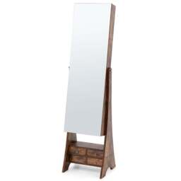 Costway Brown Standing Mirrored Jewellery Armoire - Wilko