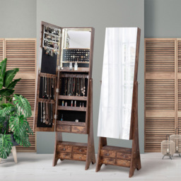 Costway Brown Standing Mirrored Jewellery Armoire - Wilko - thumbnail 3