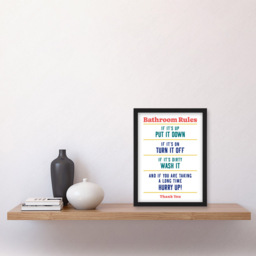 Artery8 Colourful Funny Bathroom Toilet Rules Sign Framed Wall Art Print 21 x 29.7cm - Size: 32.3 x 23.4 x 1.5cm - Blue - Wilko - thumbnail 3