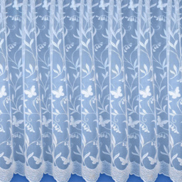 Tyrone Textiles Hawaii Trailing Leaf and Butterfly Pocket Header Net Curtain 500 x 160cm - White - Wilko - thumbnail 3