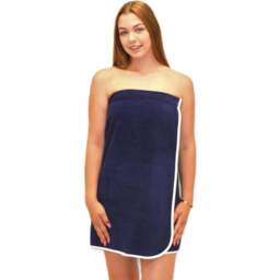 Allure Bath Fashions Large to Extra Large Navy Adjustable Ladies Shower Wrap - Blue - Wilko - thumbnail 1
