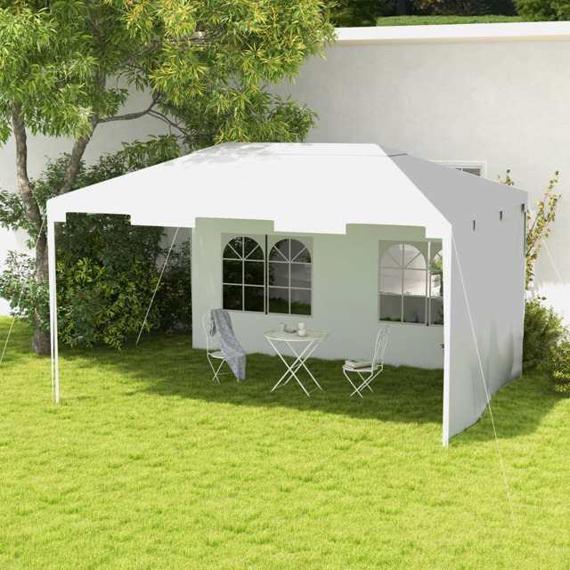Outsunny 3 x 4m White Garden Gazebo with 2 Sidewalls - Wilko - image 1