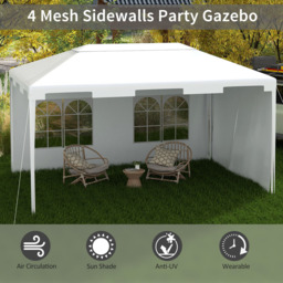 Outsunny 3 x 4m White Garden Gazebo with 2 Sidewalls - Wilko - thumbnail 5
