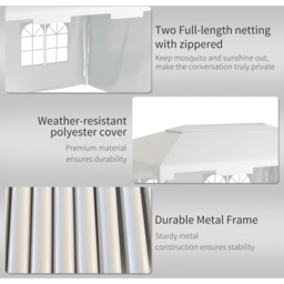 Outsunny 3 x 4m White Garden Gazebo with 2 Sidewalls - Wilko - thumbnail 6