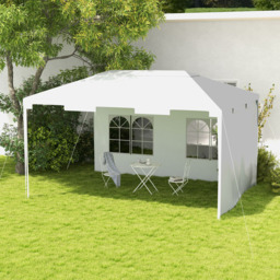 Outsunny 3 x 4m White Garden Gazebo with 2 Sidewalls - Wilko