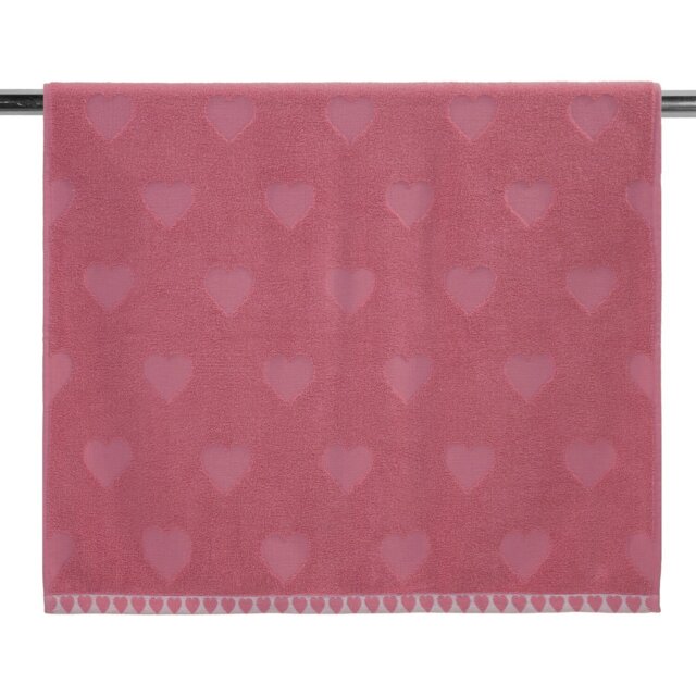 Heart Embossed Towel Pink 125cm - Wilko - image 1