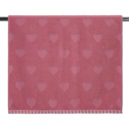 Heart Embossed Towel Pink 125cm - Wilko - thumbnail 1