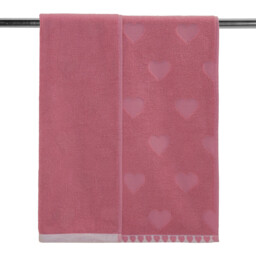 Heart Embossed Towel Pink 125cm - Wilko - thumbnail 3