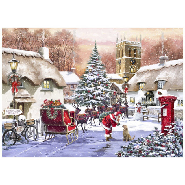 Samuel Alexander Snowtime Santa And Village Christmas Light Up Wall Art 30 x 40cm - Size: 40 x 30 x 30cm - Multi - Wilko - image 1