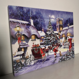 Samuel Alexander Snowtime Santa And Village Christmas Light Up Wall Art 30 x 40cm - Size: 40 x 30 x 30cm - Multi - Wilko - thumbnail 3