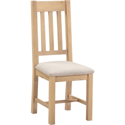 Seconique Windsor Sey of 2 Natural Oak and Oat Fabric Slatted Dining Chair - Size: Set of 2 - Natural Oak/Oat Fabric - Wilko - thumbnail 3