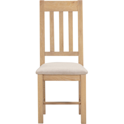 Seconique Windsor Sey of 2 Natural Oak and Oat Fabric Slatted Dining Chair - Size: Set of 2 - Natural Oak/Oat Fabric - Wilko - thumbnail 4