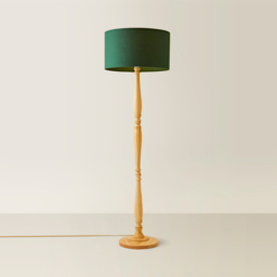 ValueLights Victoria Green Fabric Drum Shade Light Wood Traditional Stem LED Floor Lamp - Size: 157 x 45 x 45cm - Cream - Wilko - thumbnail 6