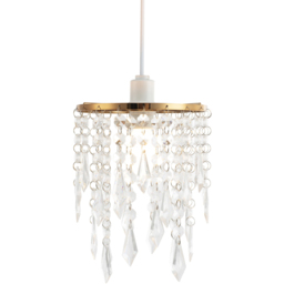 Happy Homewares Waterfall Design Gold Clear Acrylic Droplets and Beads Pendant Shade - Size: 22 x 16 x 16cm - Wilko - thumbnail 4