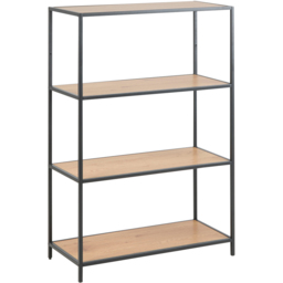 Florence Seaford 3 Shelf Oak and Black Metal Bookcase - Furniture To Go - Wilko - thumbnail 3